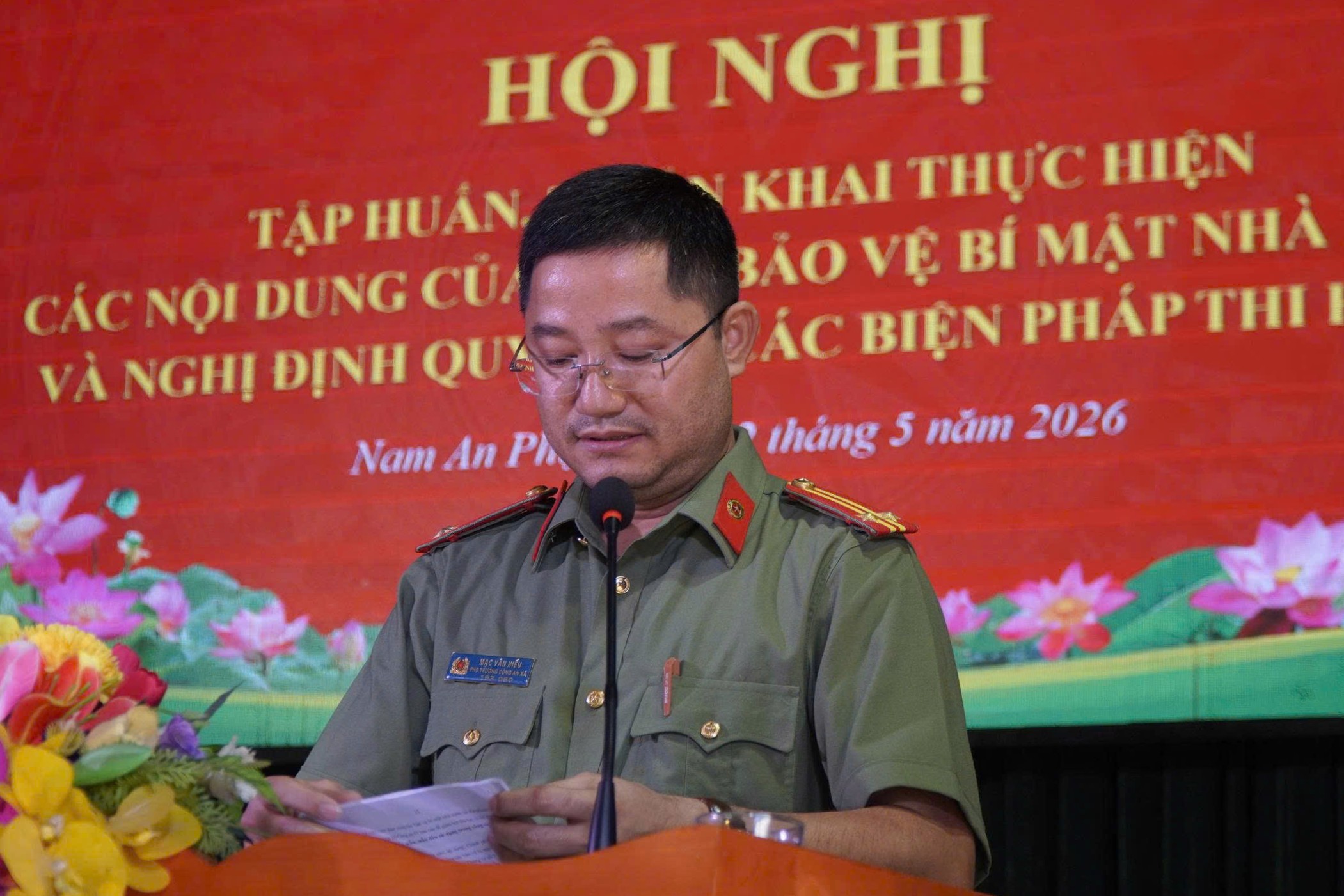 Công an xã Nam An Phụ tham mưu tổ chức Hội nghị tập huấn, tuyên truyền phổ biến Luật Bảo vệ bí mật nhà nước năm 2025.